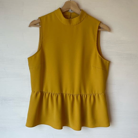 J. Crew Mockneck Peplum Top in 365 Crepe S - Picture 2 of 7